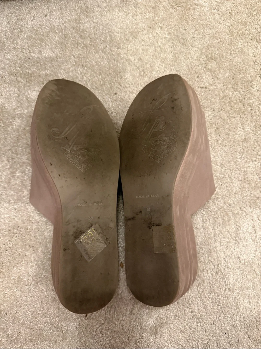 Free People Taupe Platform Slide Sandals